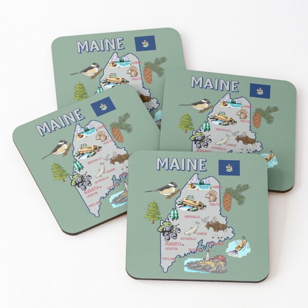 Item preview, Maine State Map - The Pine Tree State Nature & Icons Illustrated Guide designed and sold by mashmosh.