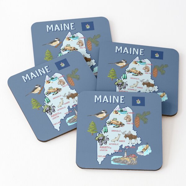 Item preview, Maine State Map, Icons, Landmarks & Nature Art designed and sold by mashmosh.