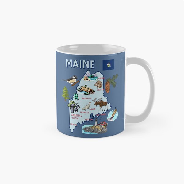 Item preview, Maine State Map, Icons, Landmarks & Nature Art designed and sold by mashmosh.
