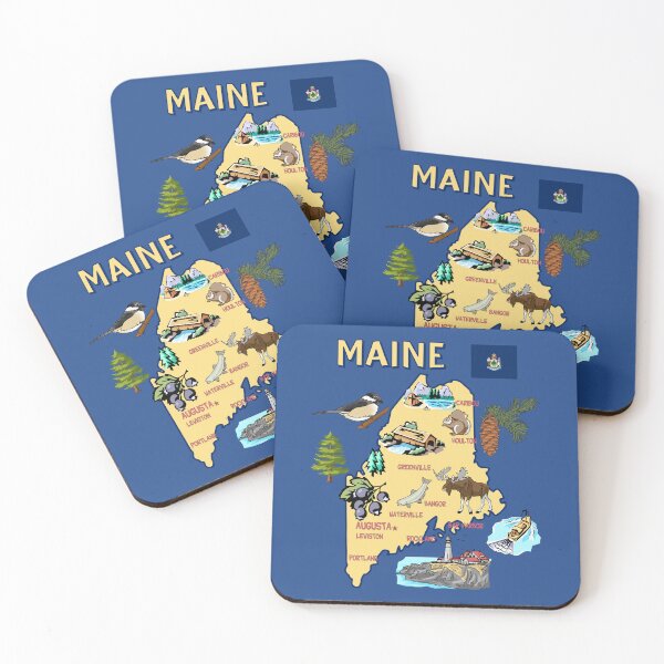 Item preview, Maine State Map - Nature and Wildlife Illustrated Souvenir designed and sold by mashmosh.