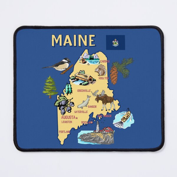 Item preview, Maine State Map - Nature and Wildlife Illustrated Souvenir designed and sold by mashmosh.