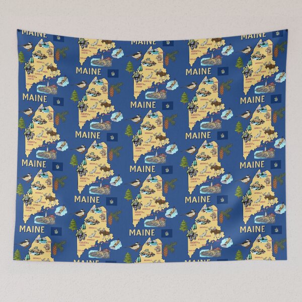 Item preview, Maine State Map - Nature and Wildlife Illustrated Souvenir designed and sold by mashmosh.