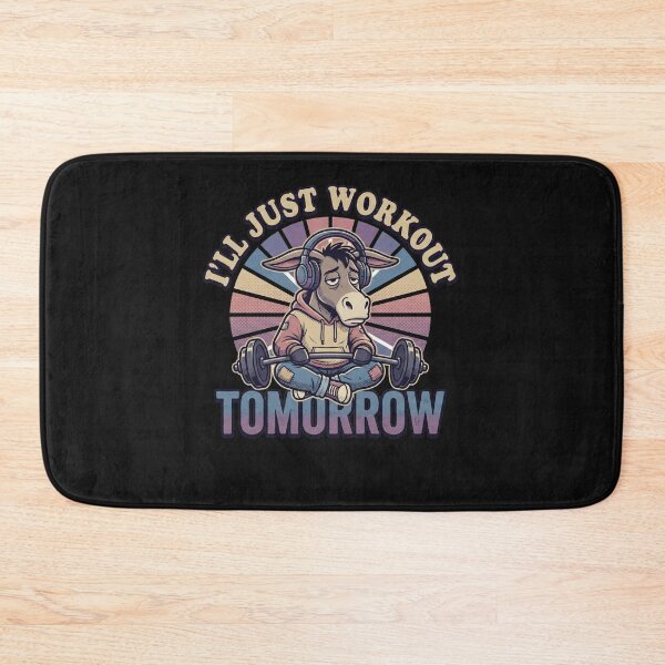 Item preview, Funny Procrastination Workout Donkey "I'll Just Workout Tomorrow" Retro Gym Graphic designed and sold by AdyKurniawan.
