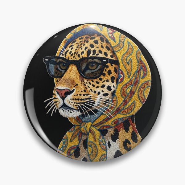Item preview, Cool Leopard with Sunglasses - Moroccan Rug Embroidery Style Art designed and sold by designwiss.