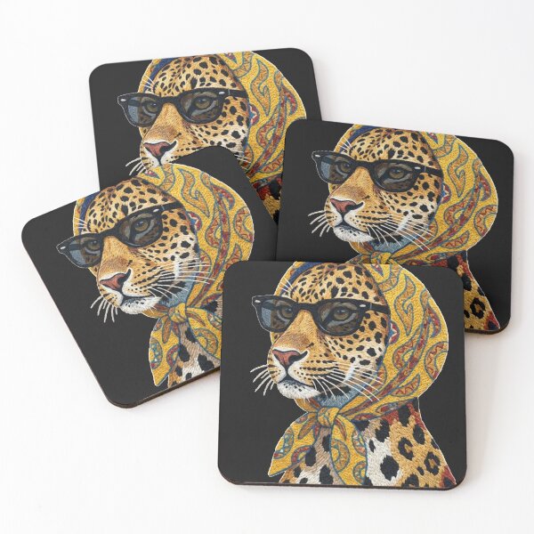 Item preview, Cool Leopard with Sunglasses - Moroccan Rug Embroidery Style Art designed and sold by designwiss.