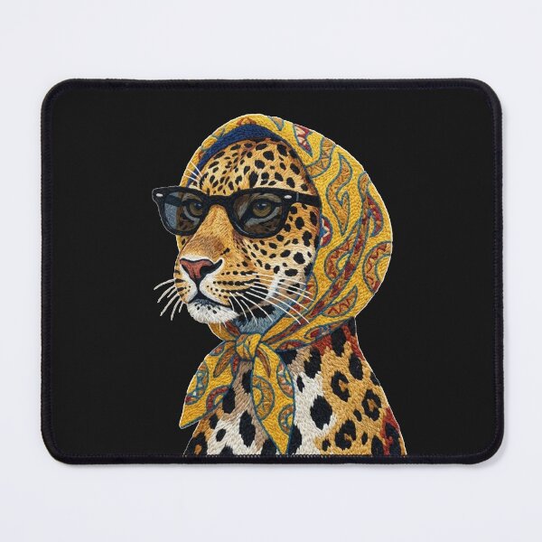 Item preview, Cool Leopard with Sunglasses - Moroccan Rug Embroidery Style Art designed and sold by designwiss.