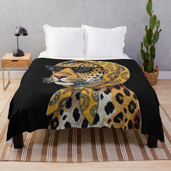 Item preview, Cool Leopard with Sunglasses - Moroccan Rug Embroidery Style Art designed and sold by designwiss.