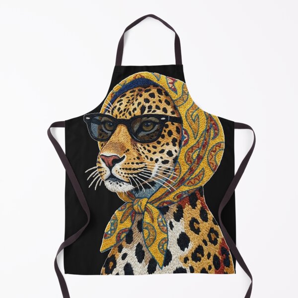 Item preview, Cool Leopard with Sunglasses - Moroccan Rug Embroidery Style Art designed and sold by designwiss.