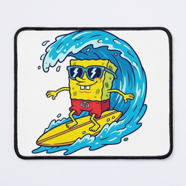 Item preview, cute sponge bob in sunglasses, water surfing, gamer stickers and t shirts designed and sold by nicnacc.