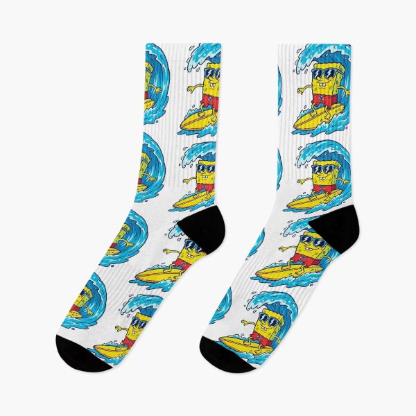 Item preview, cute sponge bob in sunglasses, water surfing, gamer stickers and t shirts designed and sold by nicnacc.