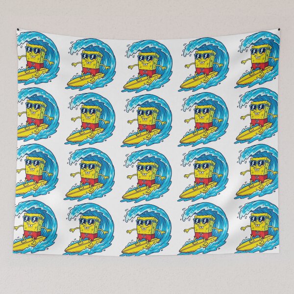 Item preview, cute sponge bob in sunglasses, water surfing, gamer stickers and t shirts designed and sold by nicnacc.