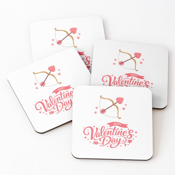 Item preview, A bow and arrow with a heart-shaped tip. Small hearts of varying sizes are arranged around the bow. "Valentine's Day" is written in lettering at the bottom. designed and sold by sacredolga.