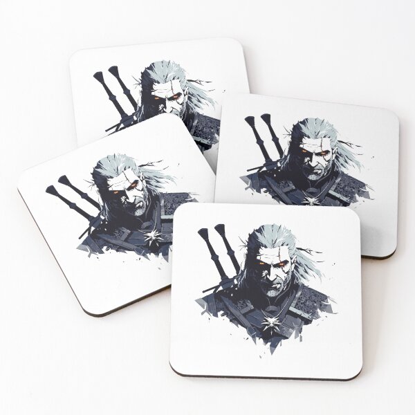 Item preview, Witcher White Wolf Swordsman Ink Splash Illustration designed and sold by oellisabaei.