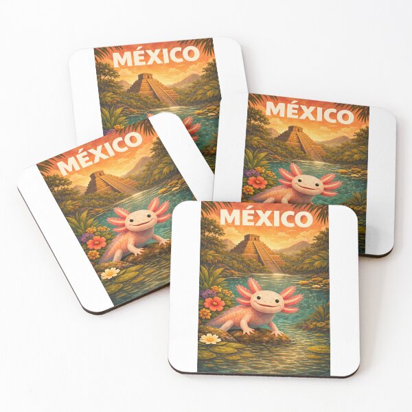 Item preview, Cute Axolotl with Mayan Temple Art designed and sold by RetroPop23.