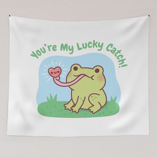 Item preview, Cute Frog Catches Heart You Are My Lucky Catch designed and sold by rustydoodle.