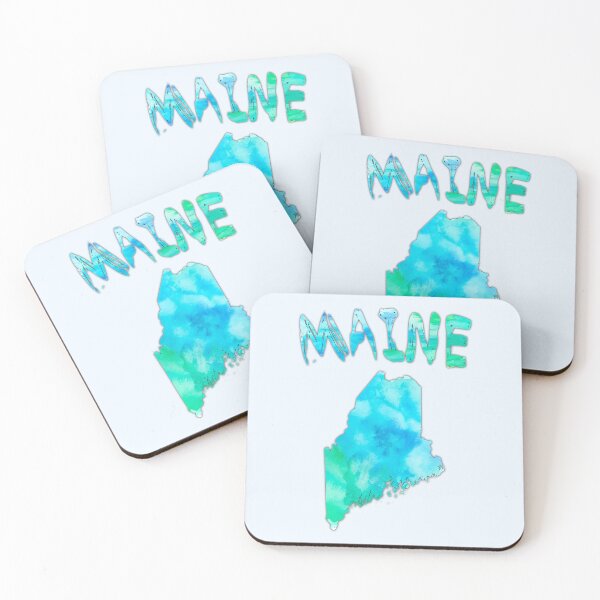 Item preview, Maine State Watercolor Silhouette - Coastal Blue & Green Design designed and sold by mashmosh.
