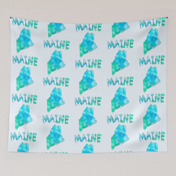 Item preview, Maine State Watercolor Silhouette - Coastal Blue & Green Design designed and sold by mashmosh.