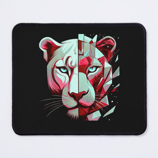 Item preview, Geometric Panther Identity Art – Split Face Abstract Animal Portrait designed and sold by AdicretorDesign.