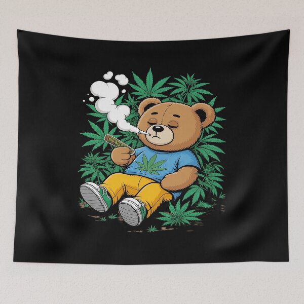 Item preview, Cannabis Leaves - Teddy smoking a Joint designed and sold by Voidbinder.