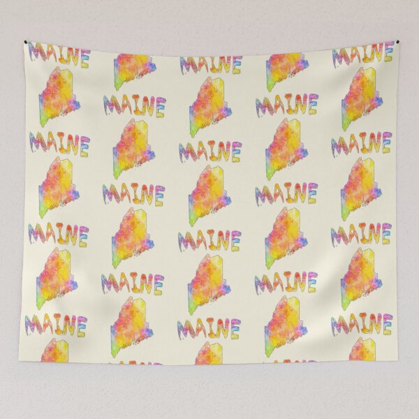 Item preview, Maine State Map Watercolor Silhouette - Vibrant Artistic Design designed and sold by mashmosh.