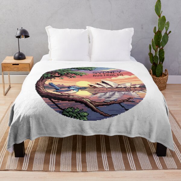 Item preview, Sydney Pixel Art Sunset – Opera House & Fairy wren Illustration designed and sold by CircinusStore.