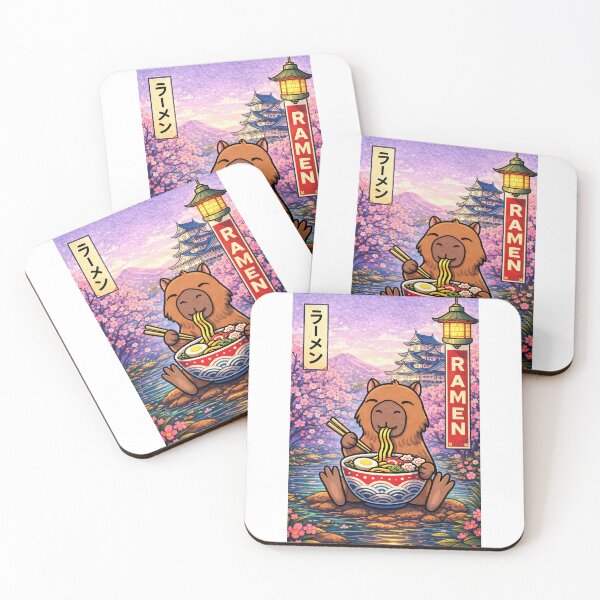 Item preview, Capybara Eating Ramen – Cute Japanese Capybara Art designed and sold by RetroPop23.