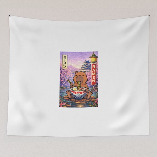 Item preview, Capybara Eating Ramen – Cute Japanese Capybara Art designed and sold by RetroPop23.