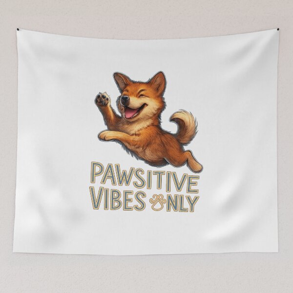 Item preview, Pawsitive Vibes Only - Jumping Dog Neon Design designed and sold by MKreative Studio.