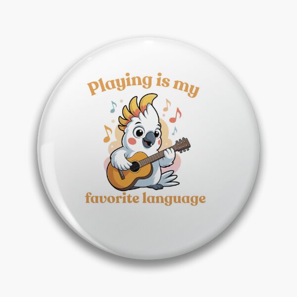 Item preview, "Playing is my favorite language" cute kakadu playing at the guitar designed and sold by Chris-graphics-art.