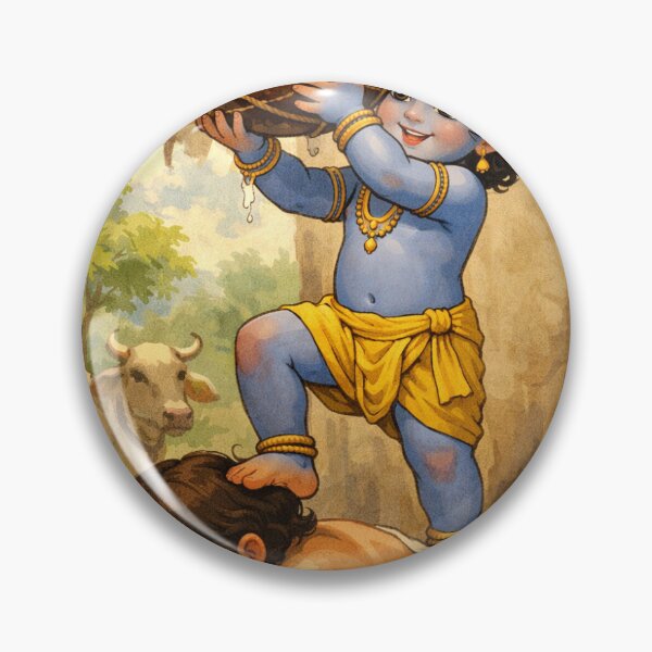 Item preview, Little Krishna Stealing Butter – Cute Bal Gopal Art Illustration designed and sold by SHOPPER VITA .