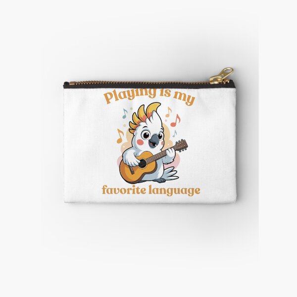 Item preview, "Playing is my favorite language" cute kakadu playing at the guitar designed and sold by Chris-graphics-art.