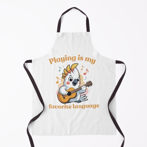 Item preview, "Playing is my favorite language" cute kakadu playing at the guitar designed and sold by Chris-graphics-art.