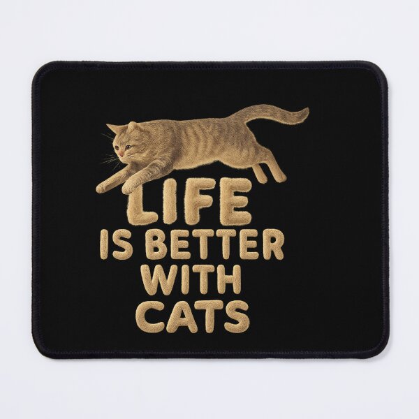 Item preview, Life Is Better With Cats - Leaping Cat Fur Typography designed and sold by MKreative Studio.