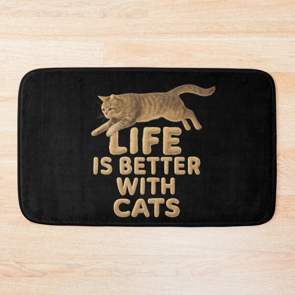 Item preview, Life Is Better With Cats - Leaping Cat Fur Typography designed and sold by MKreative Studio.