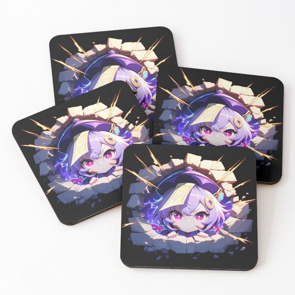 Item preview, Qiqi Genshin Impact Game Chibi Peek Zombie Charm Purple Glow designed and sold by TorbenKuhano.