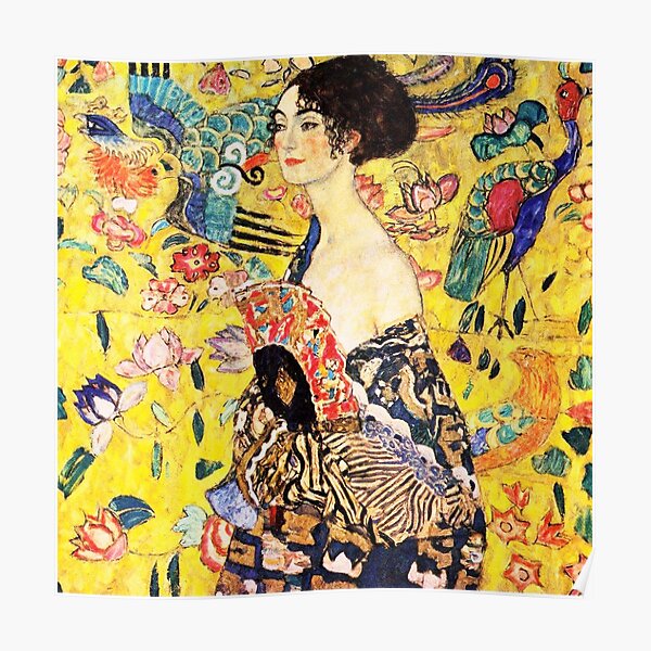 HD. Lady with fan, by Gustav Klimt . HIGH DEFINITION Poster