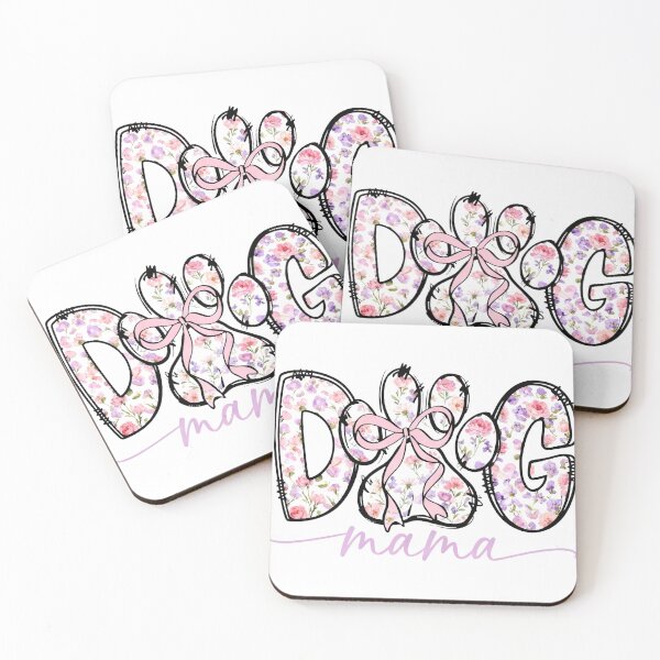 Item preview, Dog Mama Floral Typography with Pink Bow , Cute Dog Mom Gift Design designed and sold by truongloc246.