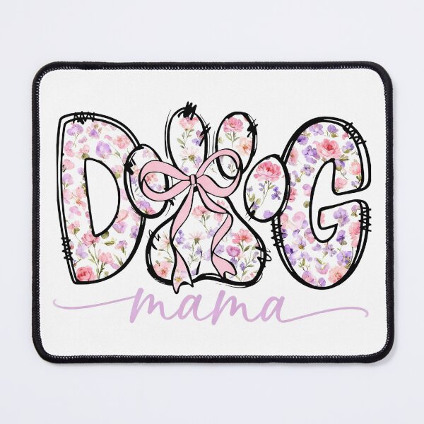 Item preview, Dog Mama Floral Typography with Pink Bow , Cute Dog Mom Gift Design designed and sold by truongloc246.