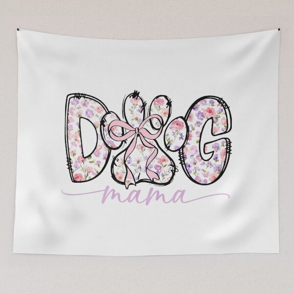 Item preview, Dog Mama Floral Typography with Pink Bow , Cute Dog Mom Gift Design designed and sold by truongloc246.