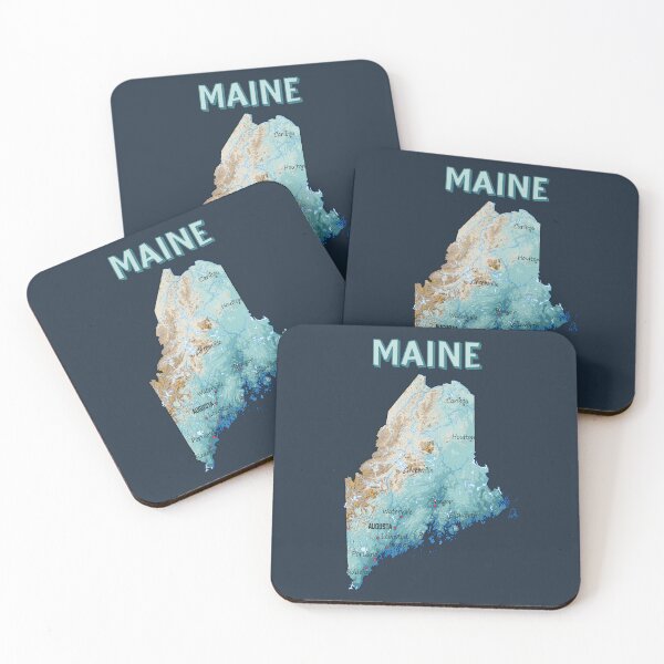 Item preview, Maine State Topographic Map - Vintage Blue & Gold designed and sold by mashmosh.