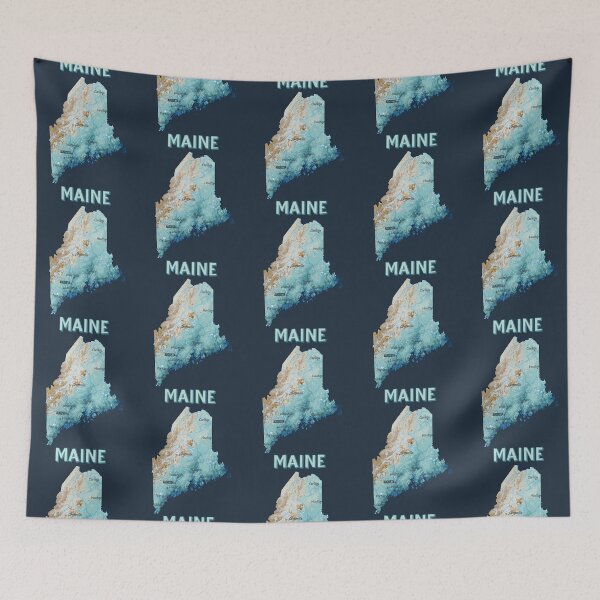 Item preview, Maine State Topographic Map - Vintage Blue & Gold designed and sold by mashmosh.