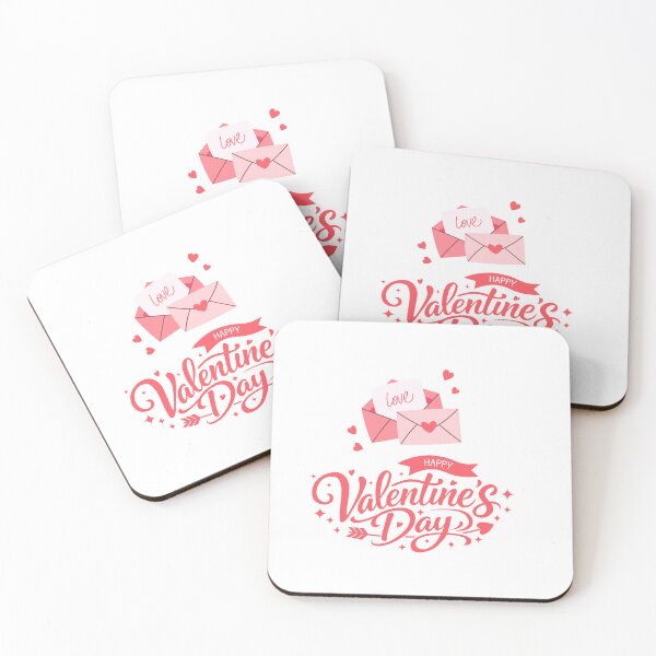 Item preview, Two heart-themed envelopes sit above the text for Valentine's Day, which shows a playful design. This could be for a celebration or party. Colors used are pink and white. designed and sold by sacredolga.