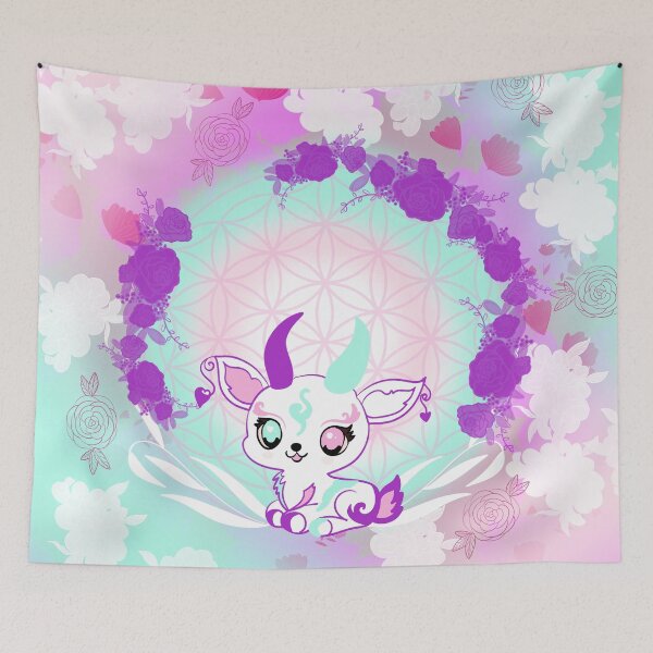 Item preview, Kawaii pastel gazelle – flower of life and floral crown designed and sold by Herami.