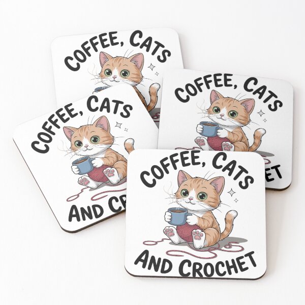 Item preview, Funny Cats, Coffee And Crochet Lover. Crochet Cat designed and sold by tiemacopaxer.