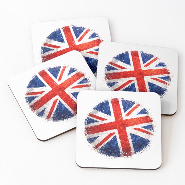 Artikelvorschau, Grunge-Kreisaufkleber mit britischer Flagge | Union Jack-Stil entworfen und verkauft von RelateAndTee.