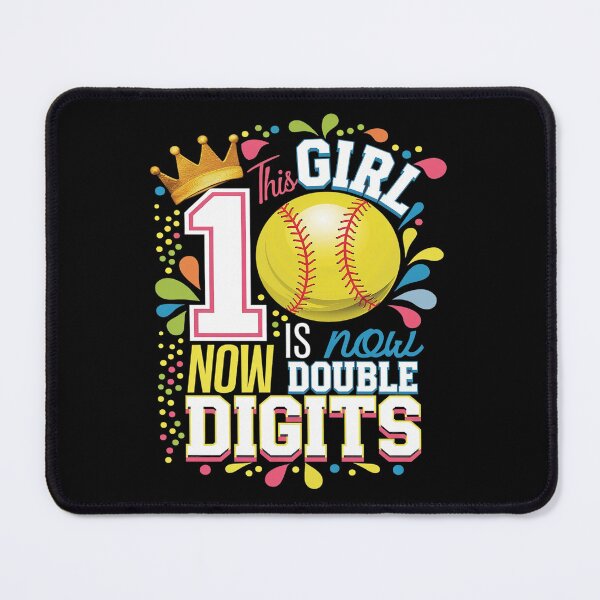 Item preview, 10th Birthday This Girl Is Now 10 Double Digits Fun Softball designed and sold by angolinnArt.