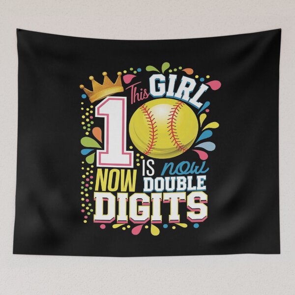 Item preview, 10th Birthday This Girl Is Now 10 Double Digits Fun Softball  designed and sold by angolinnArt.