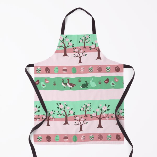Item preview, Retro Easter Horizontal Stripes Pattern Eggs Bunny Chick Goose Tree designed and sold by UnhingedBird.