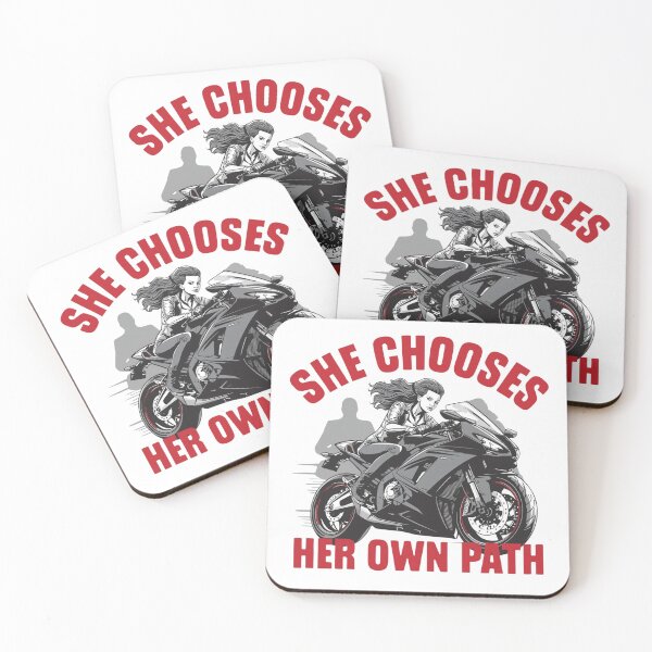 Item preview, She Chooses Her Own Path – Female Motorcycle Rider Freedom T-Shirt designed and sold by RMTrendy.