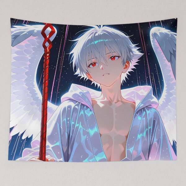 Item preview, Kaworu Nagisa Neon Genesis Evangelion Anime Angel Wings Sacred Light designed and sold by TorbenKuhano.